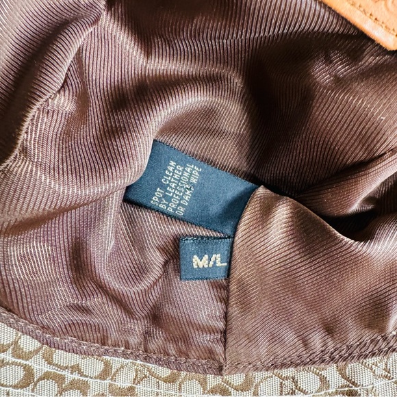 Vintage Brown Signature Coach Bucket Hat With Leather Band Size M/L - Picture 5 of 9